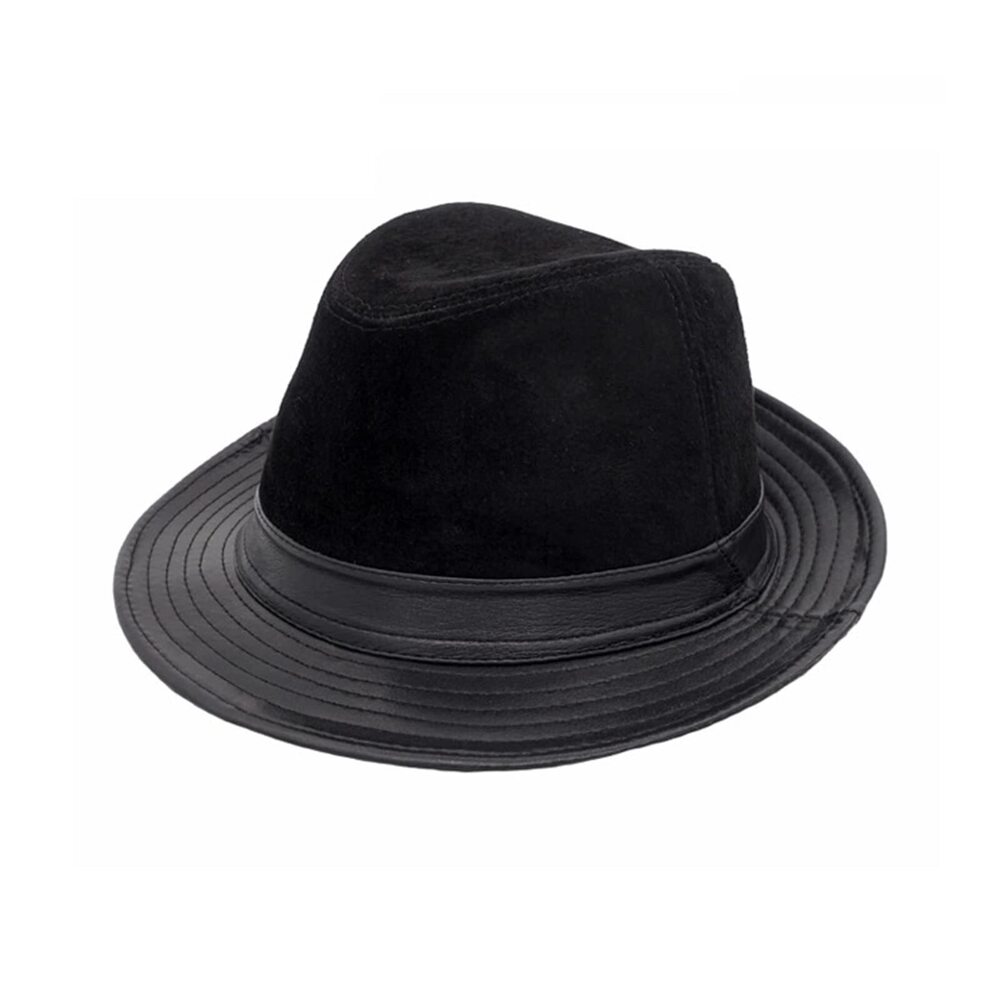 6098 Vintage Sheepskin Leather Fedora - Classic Gentleman's Jazz Hat